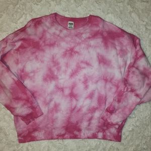 Women's Victoria's Secret VS PINK Pink Tye Dye Oversized Medium Large Sweatshirt